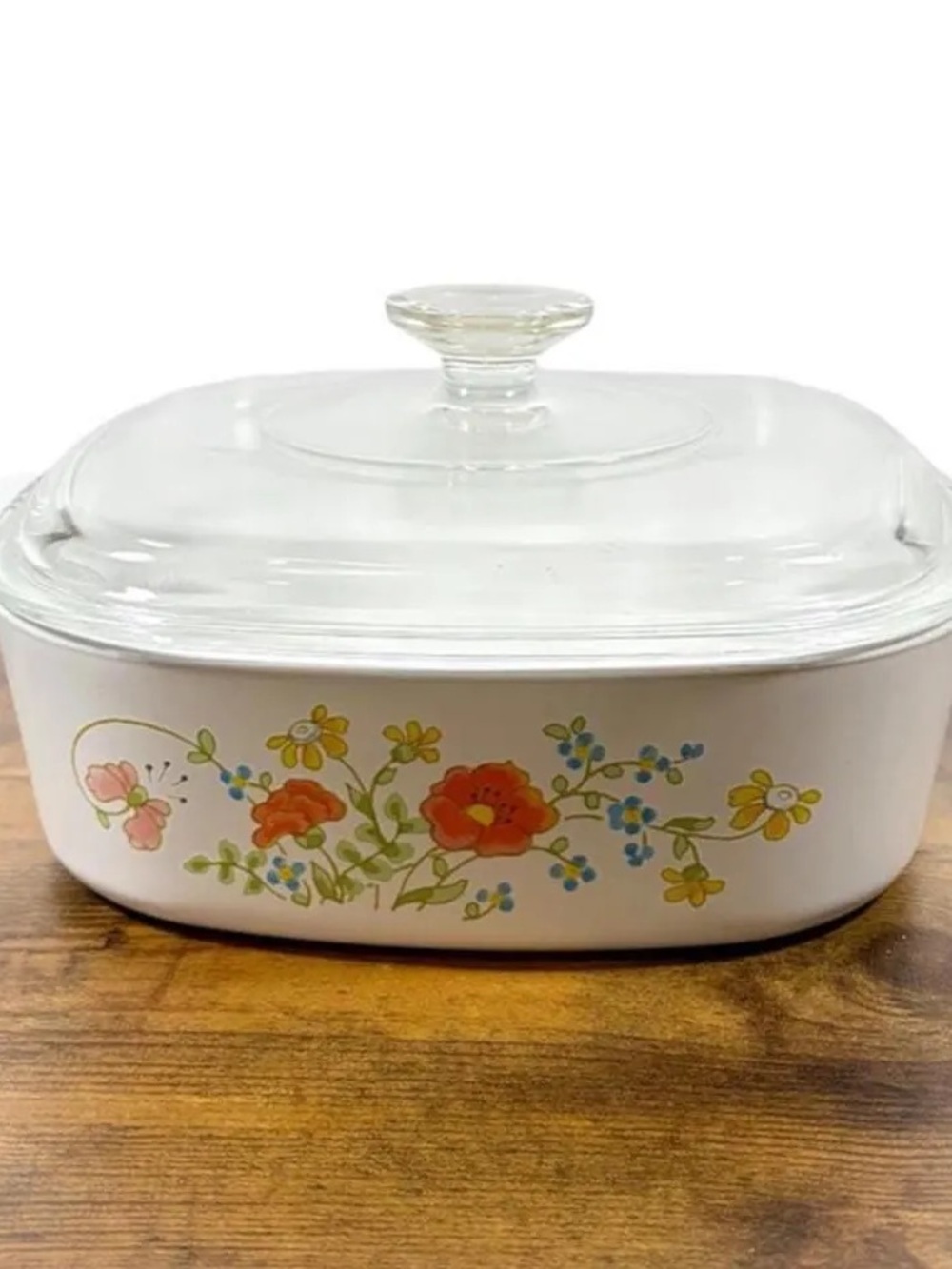 Vintage Corning Ware Wildflower 2 Quart (A-2-B) Casserole Dish with Pyrex Lid